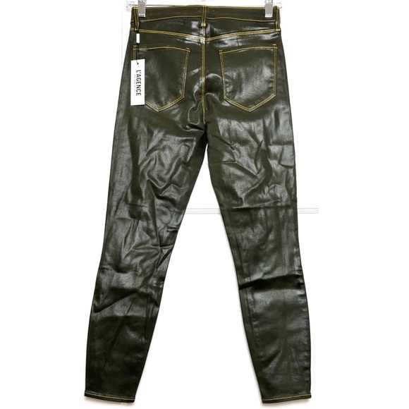 NWT L'AGENCE Faux Leather Contrast Thread High Waist Coated Skinny Ankle Jean 25 - Picture 9 of 12